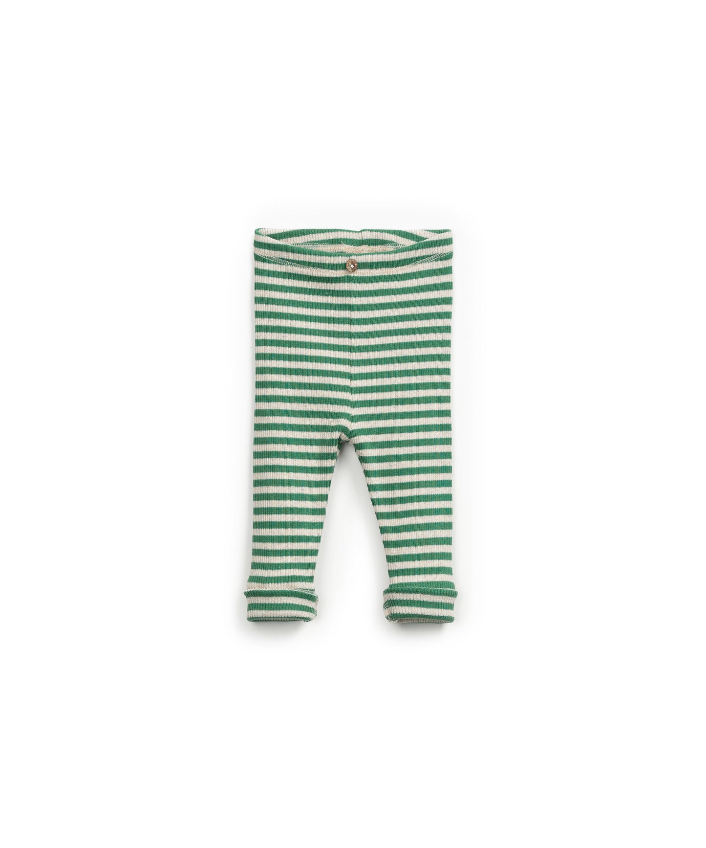 Legging rayas verdes y beige con botón