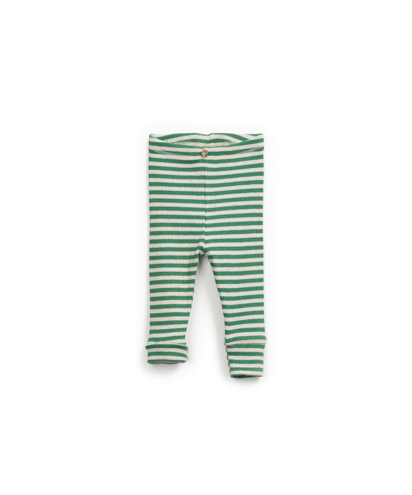 Legging rayas verdes y beige con botón