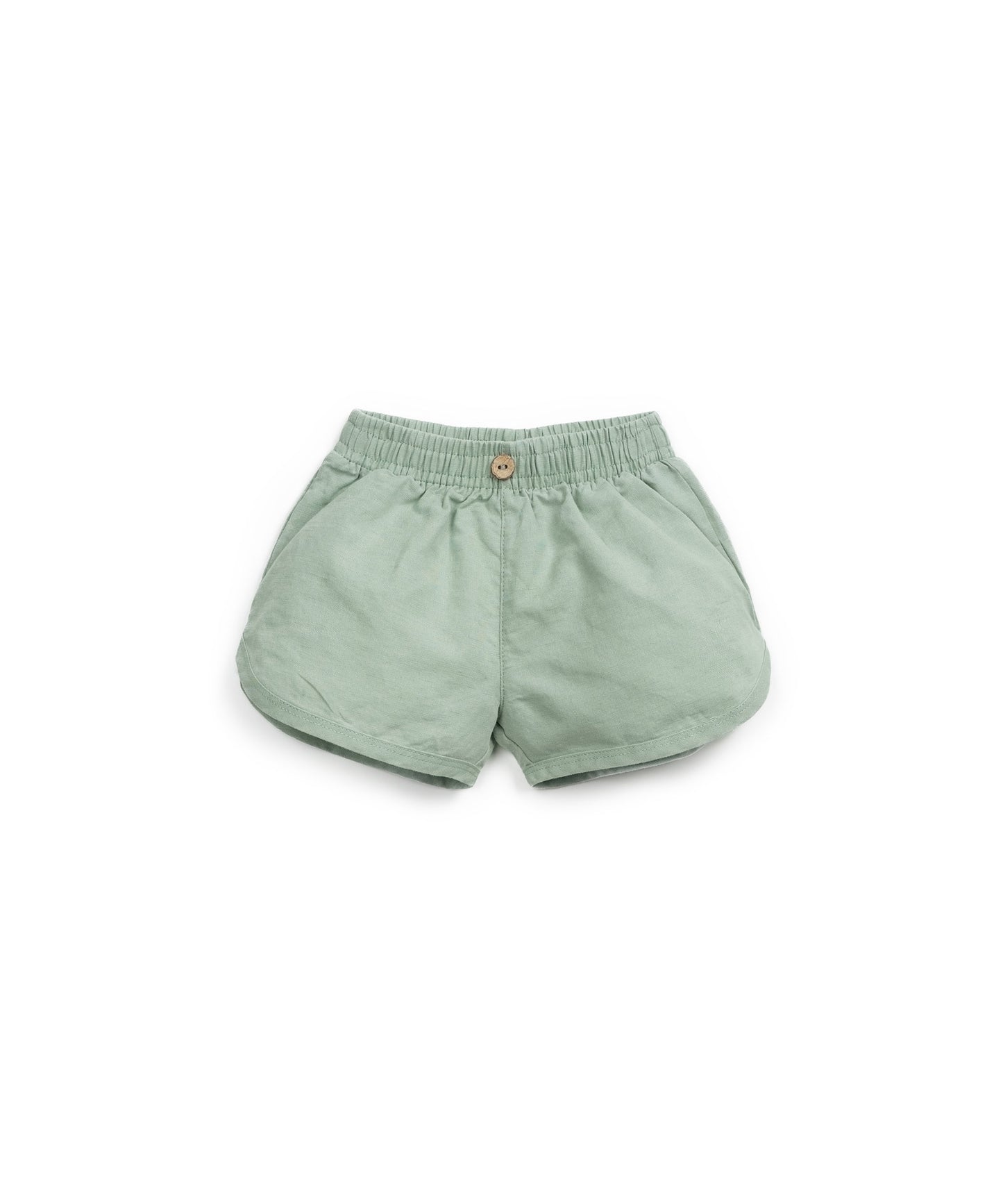 Pantalón corto lino verde con botón