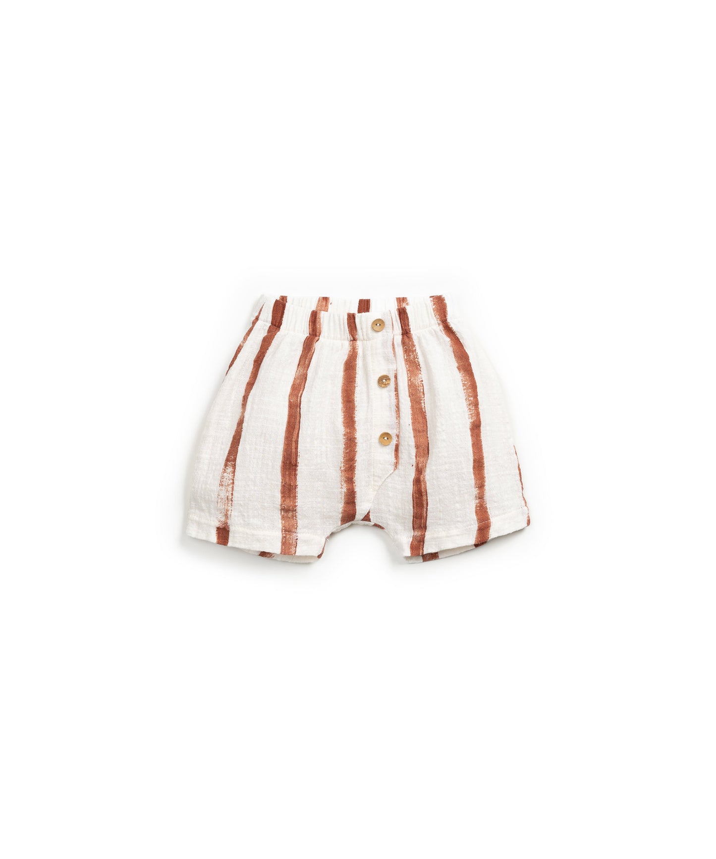 Pantalón corto lino rayas marrón