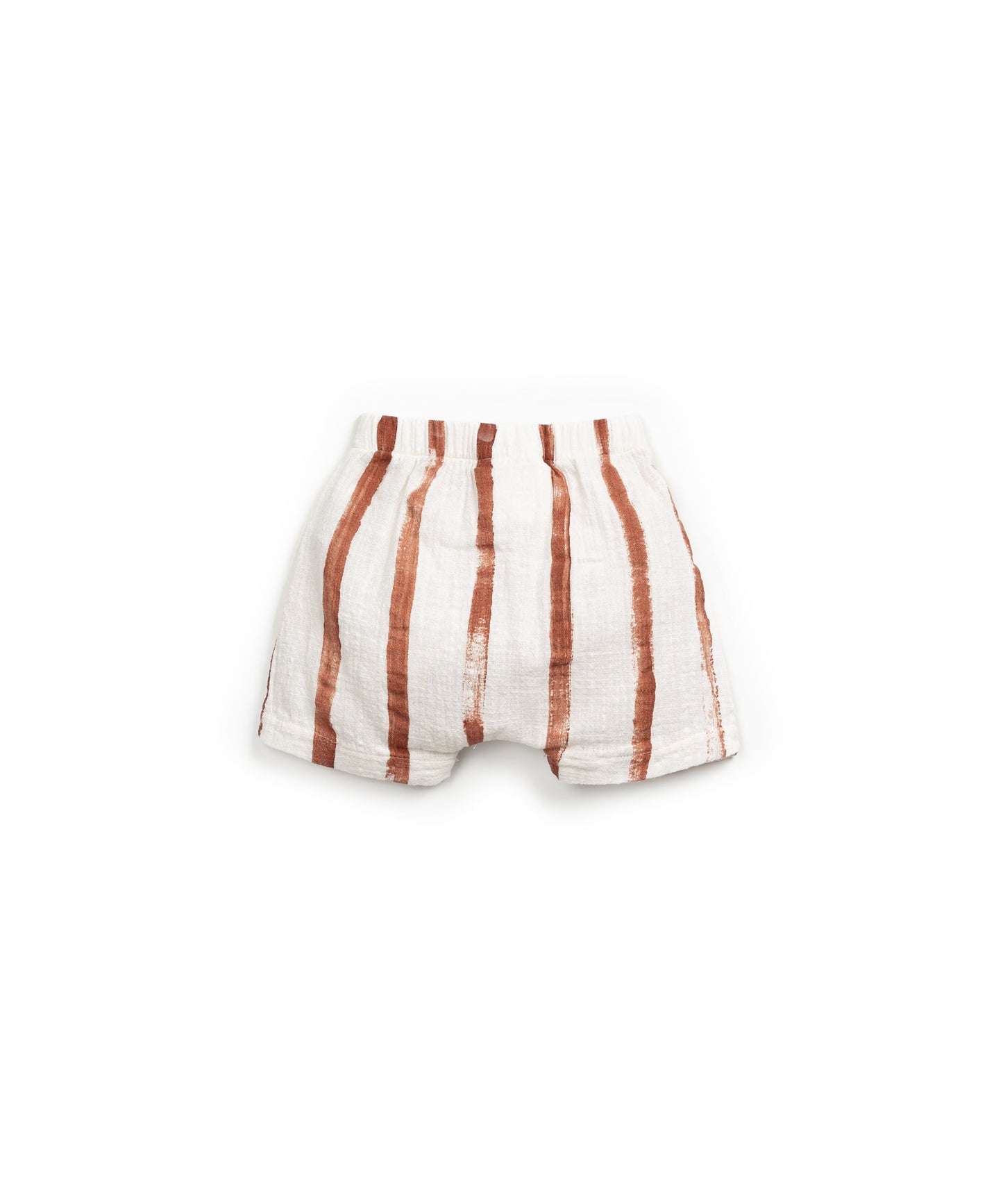 Pantalón corto lino rayas marrón