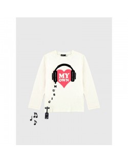Camiseta sonido MUSIC LOVER M/L BLANCA infantil