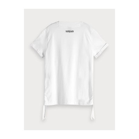 Camiseta niña blanca cuadrada con corazón y flecos