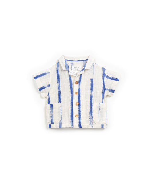 Camiseta algodón y lino azul