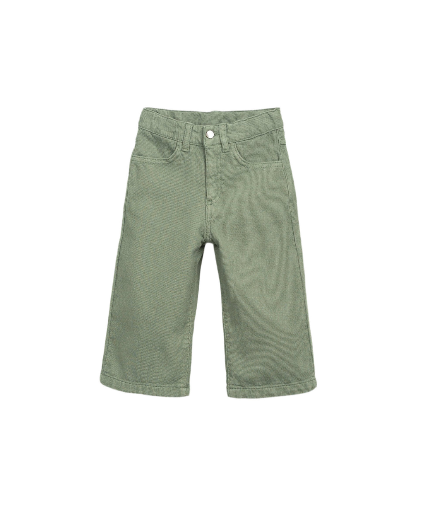 Pantalón verde de sarga con bolsillos