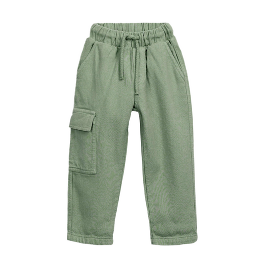 Pantalón verde de sarga con bolsillo lateral