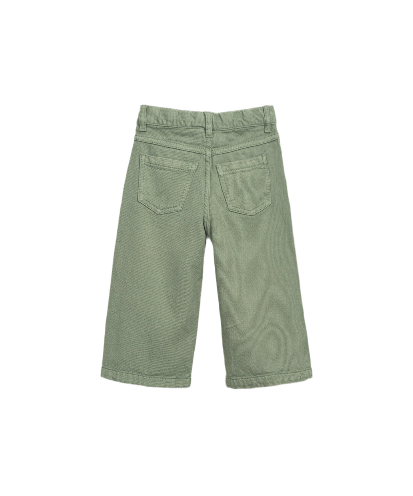 Pantalón verde de sarga con bolsillos